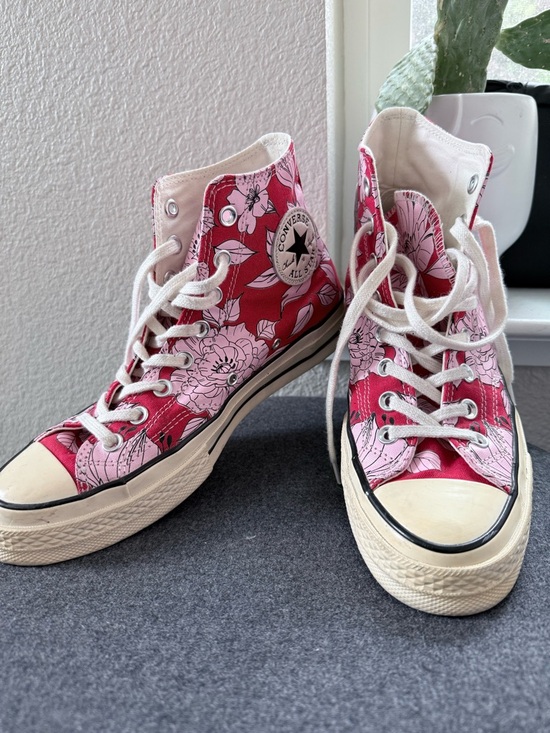 Converse Shoes - Converse Chuck Taylor All Star Floral High Top Sneakers Pink Red Women’s Size 9